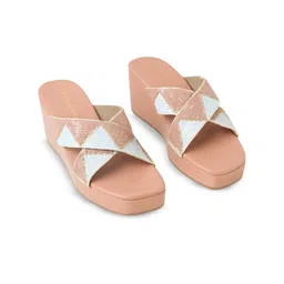 CHAAL CHALAN Printed PU Party Wedge Sandals-58