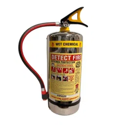 DETECT FIRE 9 Kg Fire Extinguisher Kitchen Type Wet Chemical Squeeze Grip Stainless Steel Body Chrome-14