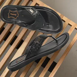 Trump Black PU Flip Flops-picture-4
