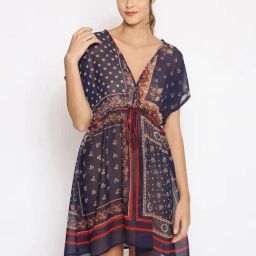 Oxolloxo Navy Polyester Printed Cover Up-picture-13