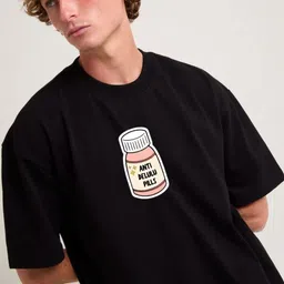 Stitchmeashirt Men Activchill Typography Printed Round Neck Cotton Oversized T-shirt-picture-0