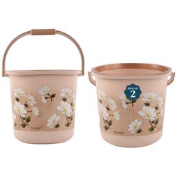 Aura Brown & White 2 Pieces Printed Bath Bucket 18L-image-49