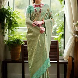 Anouk Woven Design Zari Linen Blend Kanjeevaram Saree-30