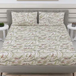 RRC Green & White Floral Printed Pure Cotton 300 TC King Bedsheet Set 2.74 m x 2.74 m-image-23