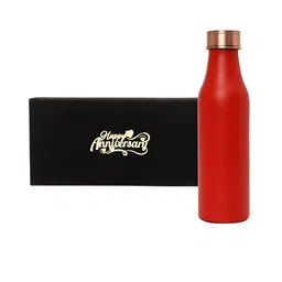 INTERNATIONAL GIFT Red Copper Water Bottle With 2 Glass & Happy Anniversary Tag Gift Set-image-40