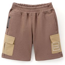 Little Kangaroos Knee Length Text Printed Shorts - Brown-image-20