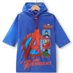 Babyhug Full Sleeve Calf Length Raincoat Avengers Print - Blue-image-58