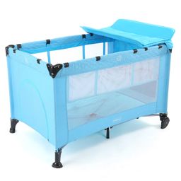 Babyhug Bouyant 3 in 1 Playpen cum Cot with Mosquito Net & Quilting Design - Blue-27