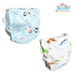 The Little Lookers Potty Training Pants for Babies I Reusable & Waterproof Pull up Underwear | Cloth Diaper for Babies-Blue & White Dino-Small 6 to 12 Months (Pack of 2)-20