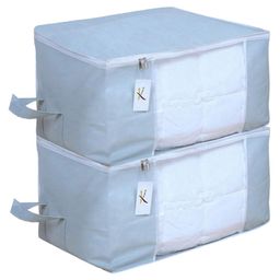Kuber Industries 2 Piece Non Woven Underbed Storage Bag Set, Grey Underbed Organization-18