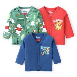 Babyhug Disney Full Sleeves Front Open Jhablas with Winnie The Pooh Print Pack of 3 - Red Blue & Green-image-55