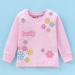 Bodycare Single Jersey Knit Full Sleeves T-Shirt with Floral Print - Baby Pink-image-99