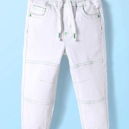 Babyhug Twill Woven Full Length Solid Trouser With Stretch - White-image-71