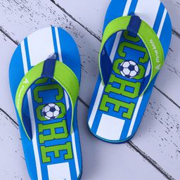 Pine Kids Slip On Flip Flops with Soccer Print - Blue & Green-image-114