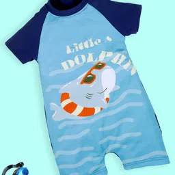 Kiddopanti Half Raglan Sleeves Dolphin Printed Swimsuit - Royal Blue-picture-37