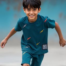Nap Chief Pure Cotton Knit Half Sleeves Sports Car Printed Tee & Coordinating Shorts Set - Teal Green-image-31