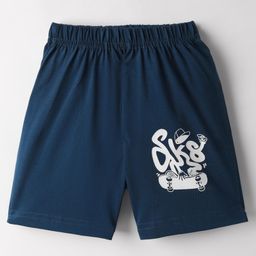 Tango Single Jersey Knit Above Knee Length Shorts with Skateboard Print - Peacock Blue-image-80