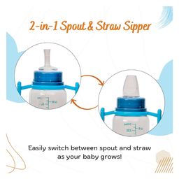 Adore ALGO - TwisterHandle 2 in 1 Baby Silicon Spout & Straw Sipper with Gravity Ball & Twin Handle - 240ml- Blue image 2