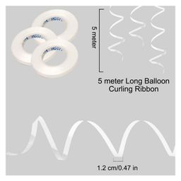 Zyozi Curling Ribbons for Balloons White Pack of 6 - 5 meter each image 3