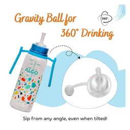 Adore ALGO - TwisterHandle 2 in 1 Baby Silicon Spout & Straw Sipper with Gravity Ball & Twin Handle - 240ml- Blue image 3
