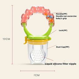 Numum Baby Silicone Finger Toothbrush and Fruit Food Feeder Nibbler Pacifier (MultiColor)( Color and design may vary) image 3