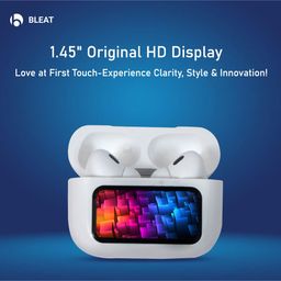 Bleat Touch Screen Display Earbuds | ANC and ENC | 50 Hours Playtime | Bluetooth V5.4 White image 3