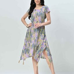 AMBI Floral Print A-Line Midi Dress-image-80