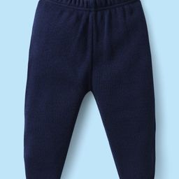 Babyhug Knitted Full Sleeves Sweater Set with Stripes & Text Design - Navy image 4