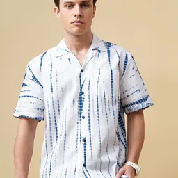 British Club Men Comfort Cuban Collar Dyed Cotton Casual Shirt-image-93