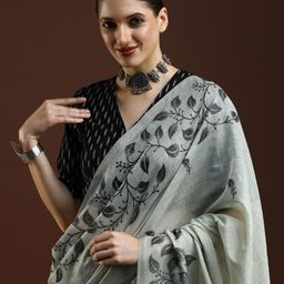 Mitera Floral Woven Design Chanderi Saree-image-94