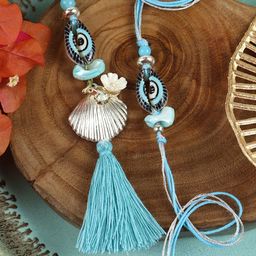 Asthetika Evil Eye Thread Tassel Bhaiya Bhabhi Rakhi Pair with Roli Chawal-image-92