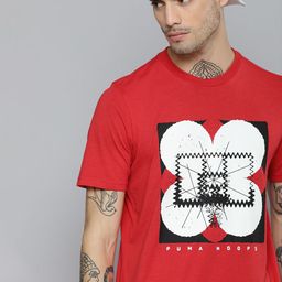 Puma Men Pure Cotton Red Graphic Red Printed dryCELL Box Out SS T-shirt-image-52