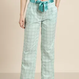 Sweet Dreams Women Checked Pure Cotton Straight Lounge Pants-image-20