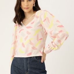 DressBerry Printed Puff Sleeves Top-image-60
