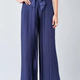 First Resort By Ramola Bachchan Navy Blue Pleated Palazzo-image-70