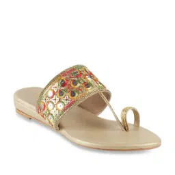 Mochi Women's Gold Toe Ring Sandals-image-13