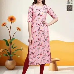HERE&NOW Women Pack of 3 Printed Pure Crepe Straight Kurta-image-61
