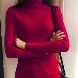 Outzidr Women Ribbed High Neck Fitted Top-image-98
