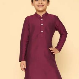 KISAH Kids Purple Cotton Regular Fit Full Sleeves Kurta-image-38