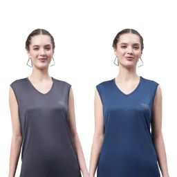 Vimal Jonney Dark Grey & Blue Logo Print T-Shirt (Pack Of 2)-image-55