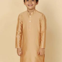 KISAH Kids Golden Cotton Regular Fit Full Sleeves Kurta-image-30