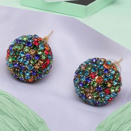 StyleCast Gold-Plated Artificial Stones Studded Circular Studs-image-20