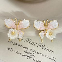 ISHKAARA Gold-Plated Flutter Enamelled Butterfly Studs Earrings-image-66
