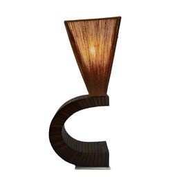 Taurrus Brown Textured Wood C-Shaped Table Lamp-10