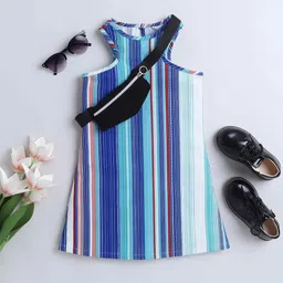 taffykids Girls Striped Printed A-Line Dress-32