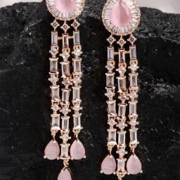 Karatcart Rose-Gold Tone Drop Earrings for Women-37