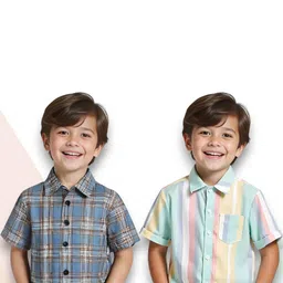 KIDGARB Multi Polycotton Cutaway Collar Printed Shirts-image-76