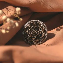 Teejh Ethnic Smriti Floral Silver Oxidized Rings for Women-33