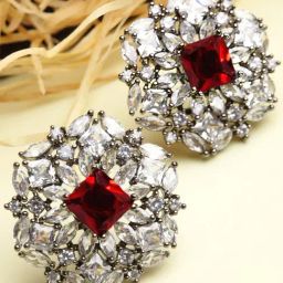 Karatcart Red Stud Earrings for Women-image-55