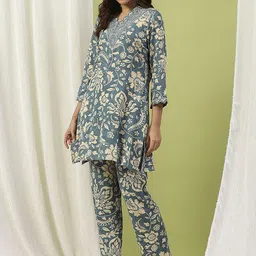 Nayam By Lakshita Floral Printed Sequinned A-Line Kurta with Trouser image 4